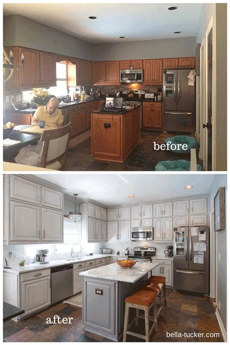 Before And After Makeover Painting Wood Kitchen Cabinets White 246675