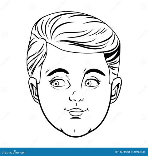 Boy Face Avatar Profile Picture Black And White Stock Vector