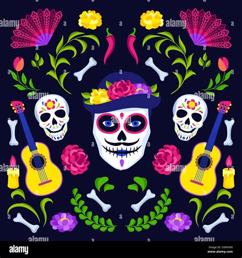Day Of The Dead Greeting Card Dia De Los Muertos Mexican Celebration
