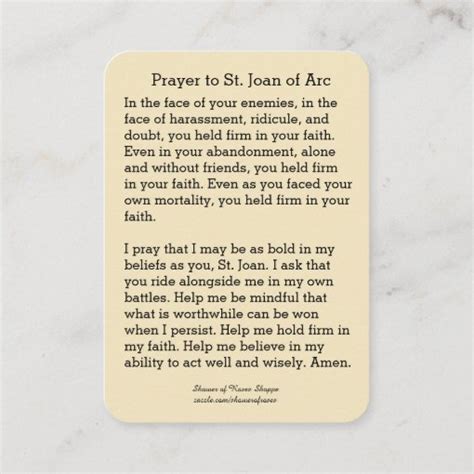 St Joan Of Arc Flag Soldier Catholic Holy Card Zazzle