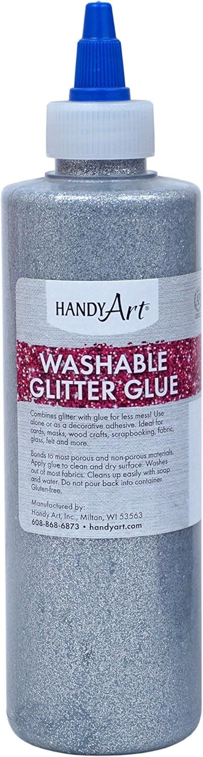 Handy Art Washable Glitter Glue 8 Ounce Silver
