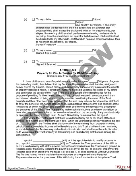 Maine Last Will And Testament For Other Persons Us Legal Forms