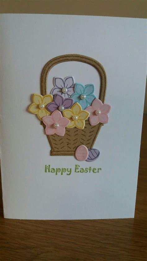 Adhere happy easter die cut sentiment along front piece. Quick Easter card using Basket Bunch from Stampin Up | Easter cards handmade, Diy easter cards ...