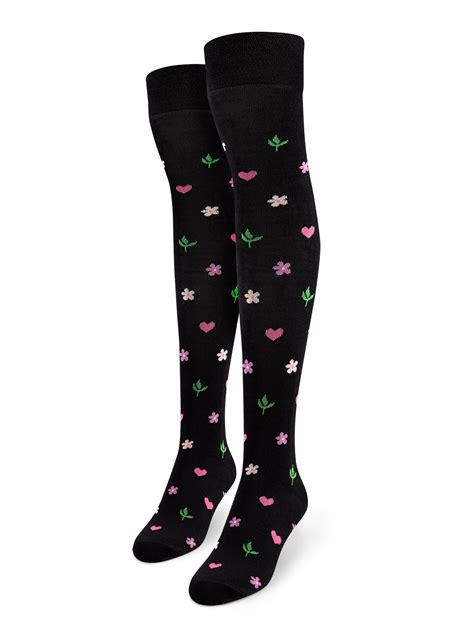 Over The Knee Socks Flowers And Hearts Dedoles