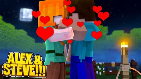 Minecraft Life Of Alex And Steve Kissing For The First Time Youtube