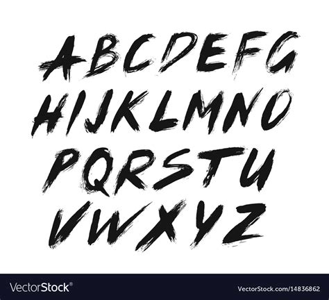 Painted Abc Font Brush Strokes Royalty Free Vector Image