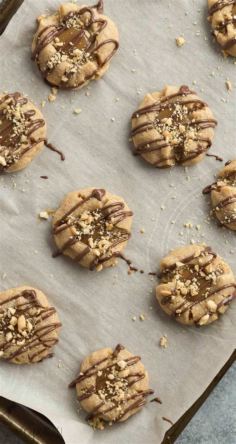 Peanut Butter Turtle Thumbprint Cookies Recipe