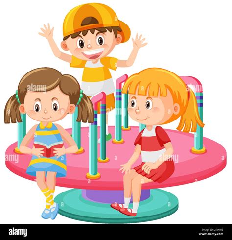 Children Roundabout Playground Cartoon Illustration Stock Vector Image