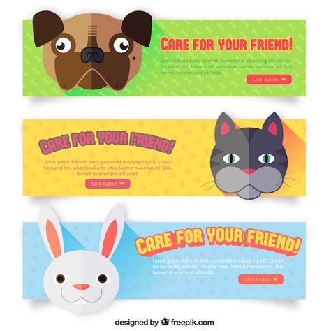 Cute Banners With Animals Vector Premium Download