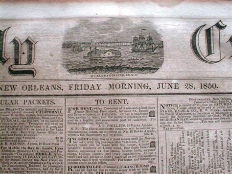 Rare Original 1850 Newspaper New Orleans Louisiana Ebay