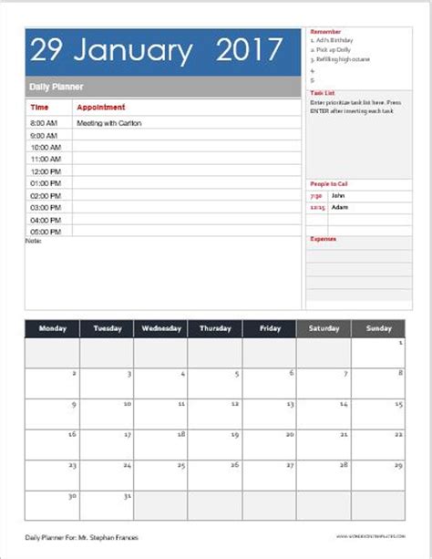 Daily Weekly And Monthly Planner Templates For Ms Word Word And Excel