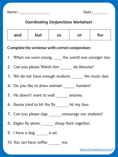 Coordinating Conjunctions Worksheets Worksheets Library