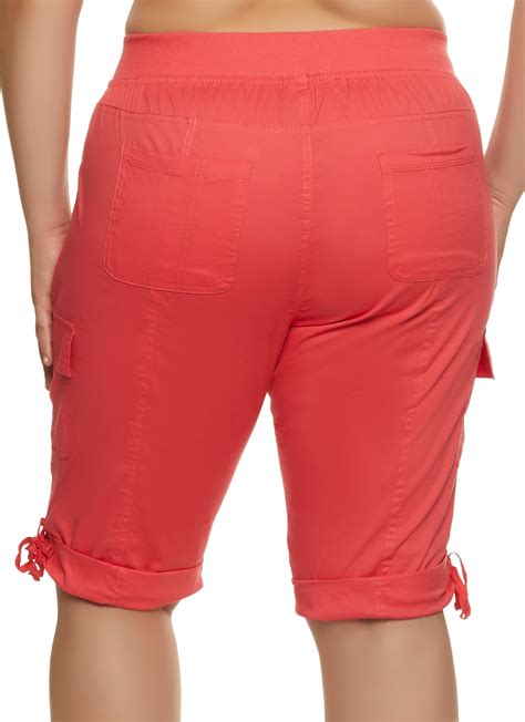 Plus Size Rolled Cuff Bermuda Shorts