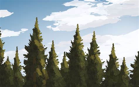 Download Wallpaper 3840x2400 Spruce Trees Forest Lake Art 4k Ultra