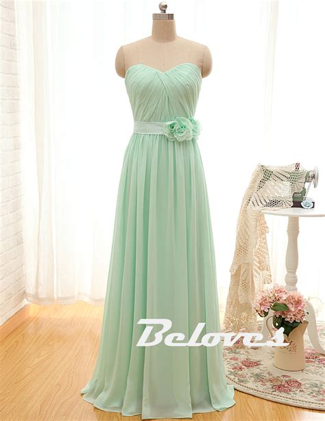 Mint Green Strapless Bridesmaid Dress With Flower Detail · Beloves