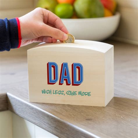 Personalised Wish Less Save More Money Box By Mirrorin