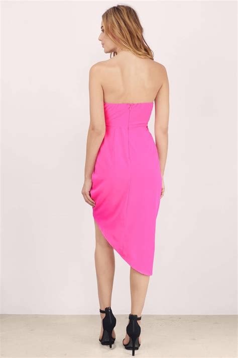 Neon Dress Strapless Dress Pink Strapless Gown Bodycon Dress