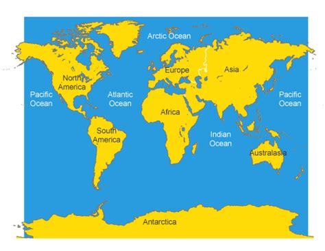 Oceans Continents World Map