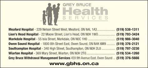 Grey Bruce Health Services Opening Hours 1800 8th Street E Owen