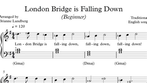 London Bridge Is Falling Down Easy Piano Sheet Music Acordes Chordify