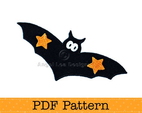 Bat Applique Template Halloween Applique Design Diy Pdf Etsy