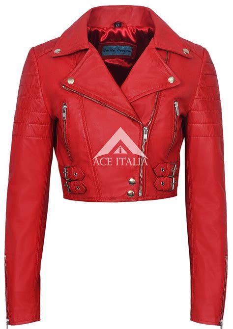 ladies leather jacket red cropped fashion fitted red biker style napa jacket ebay leather