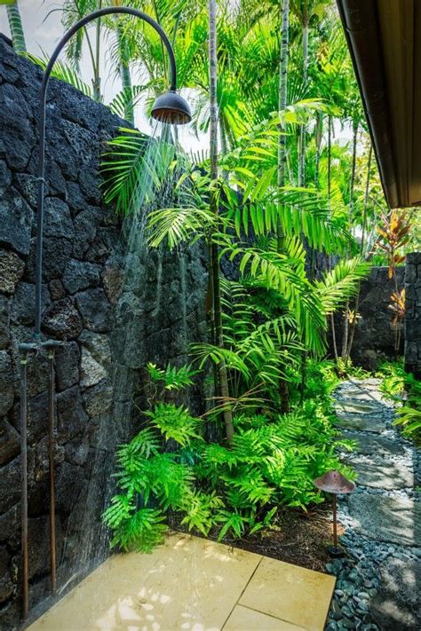 Outdoor Shower Gardens In Hawaii Duchas Ducha Exterior Garden