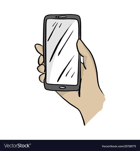 Hand Holding Mobile Phone Sketch Royalty Free Vector Image