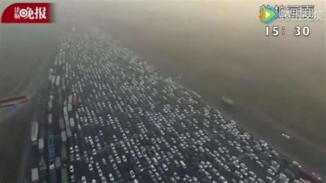 Drone Footage Showing Extent Of Smog Stricken Beijings Traffic Jams