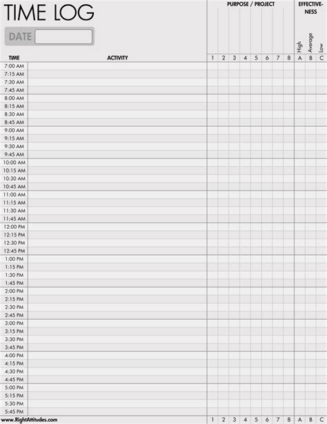 Time Log Sheets And Templates For Excel Word Doc