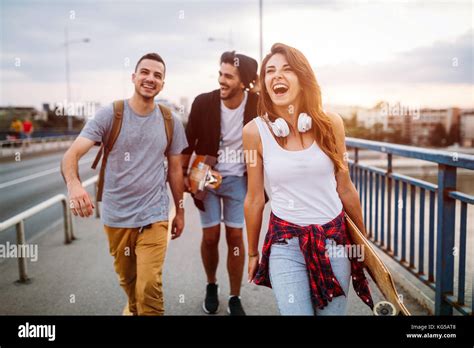 Group Of Happy Friends Hang Out Together Stock Photo Alamy