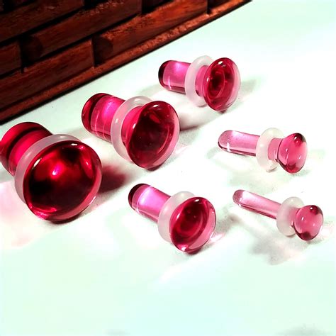 Glass Plugs Gauges Pink Glass Plugs Single Flare Body Etsy