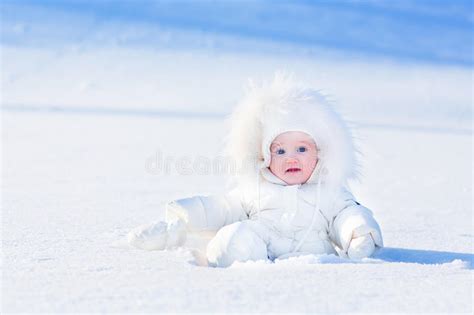 Baby In Snow Stock Image Image Of Jacket Park Childhood 44746091
