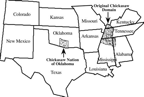 Map Indicating Location Of Current Chickasaw Nation And