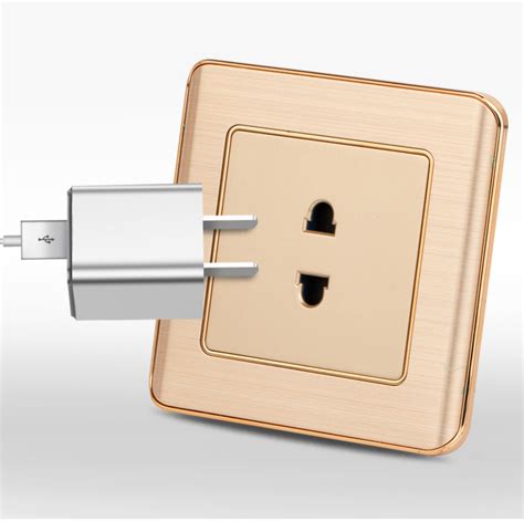 Golden Al Alloy 2 Pin Wall Electrical Power Socket Outlet 10a 250v