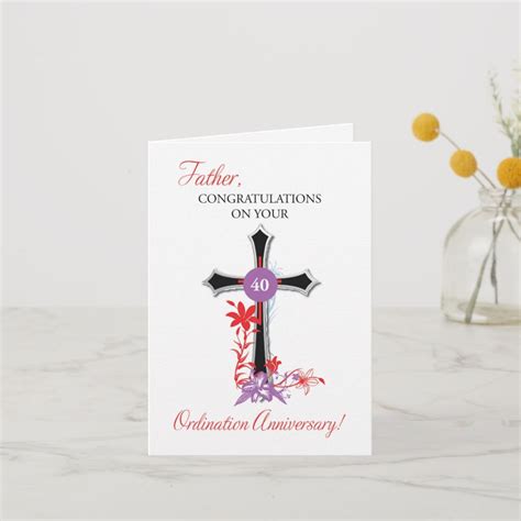 Priest 40th Ordination Anniversary Black Cross Card Zazzle