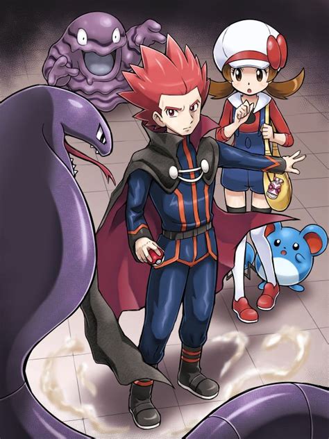 Lance And Kris With Arbok Grimer And Marill By Soara