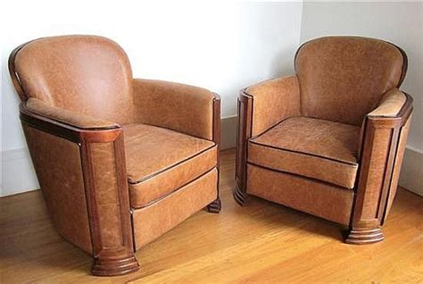 A Pair Of Art Deco Style Leather Upholstered Club Chairs Seating
