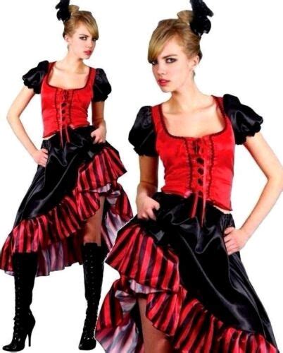 Ladies Western Can Can Saloon Girl Fancy Dress Moulin Rouge Costume Uk