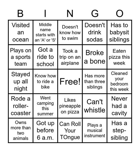 Classroom Bingo Card