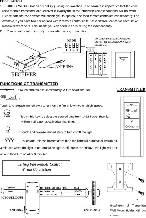 Chungear Co Ce9803 Ceiling Fan Remote Controller Transmitter User Manual