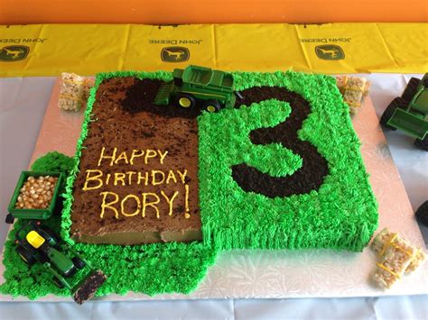 John Deere Cake With A Tractor And Combine The 3 Made With Oreo