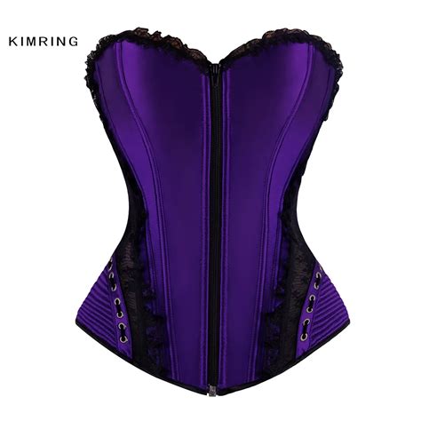 Kimring Sexy Steampunk Overbust Corsets Elegant Womens Gothic Boned Corset Bustiers Lace