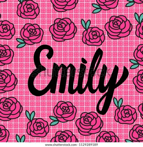 Emily Name Card Lovely Pink Roses Stock Vector Royalty Free