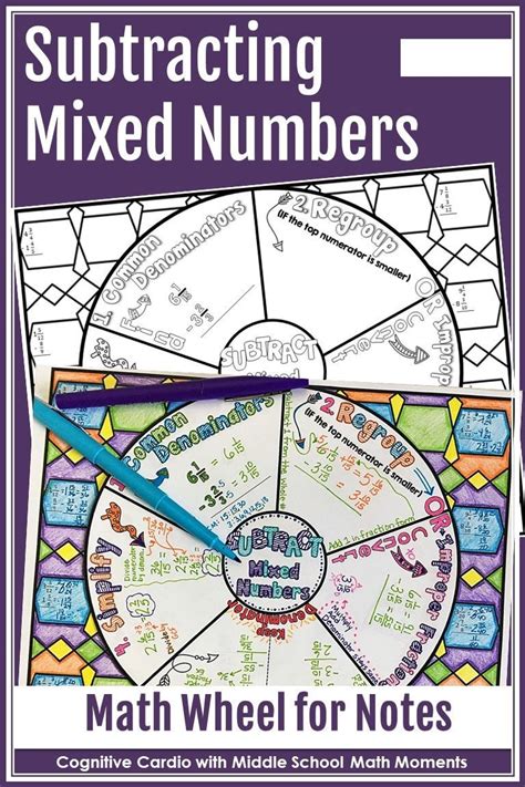 Subtracting Mixed Numbers Math Wheel In 2020 Subtract Mixed Numbers