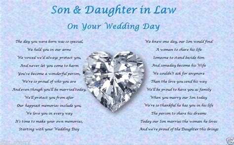 From all the packed lunches with napkin notes, to the tell her you love her. SON & DAUGHTER IN LAW- Wedding Day (Poem gift) | Poem ...