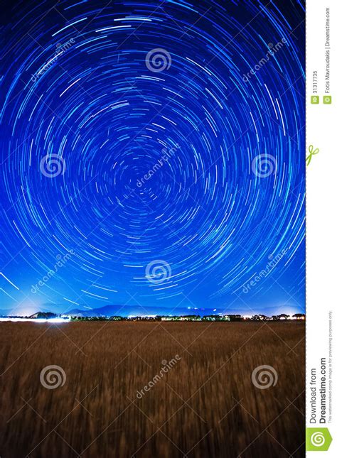 Startrails Over A Wheat Field Stock Image Image Of Astronomic Lake