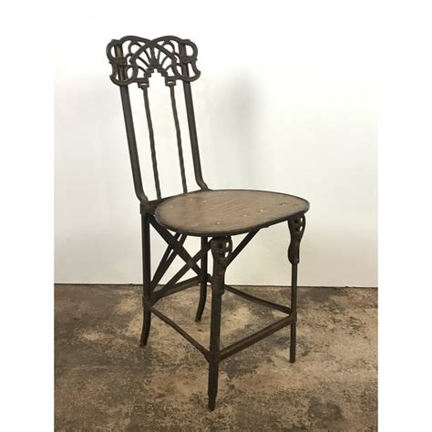 Art Noveau Wrought Iron Folding Chair With Empire Motif Chairish