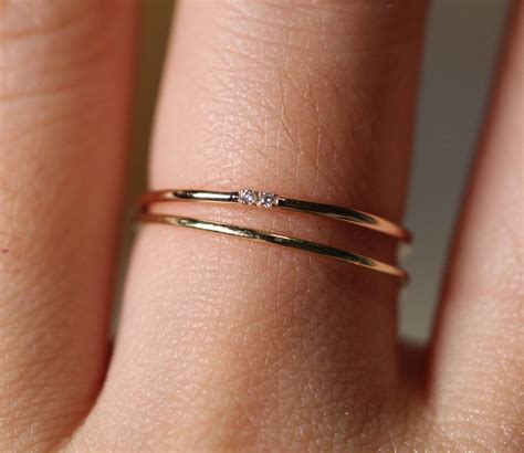 Tiny Diamond Band Tiny Diamond Ring Tiny Engagement Ring Stacking