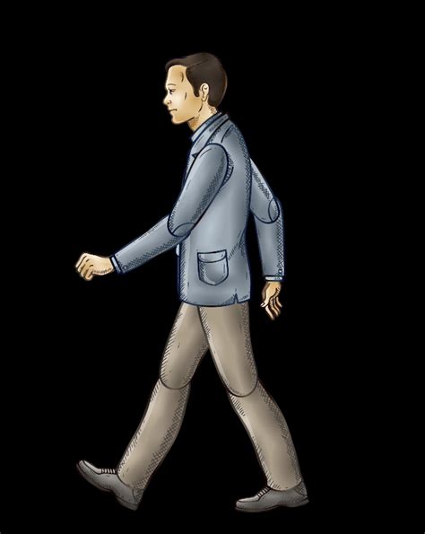 Футаж анимация шагающий человек с темными волосами